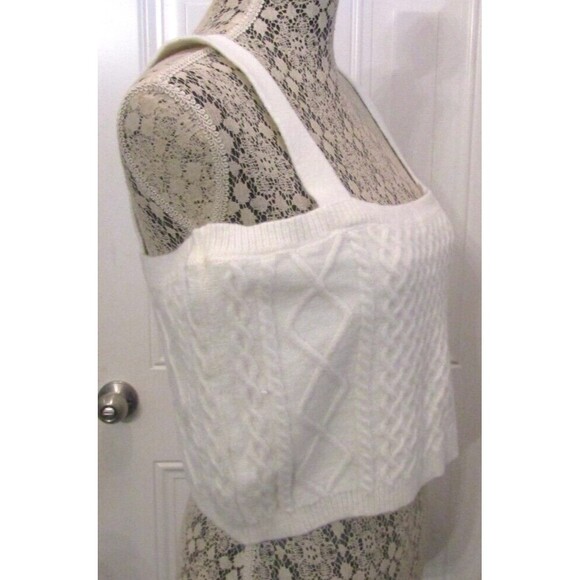 Generation K Tank Top Winter White Wool Blend Cable Knit Cropped Sweater Size XL - Picture 4 of 5